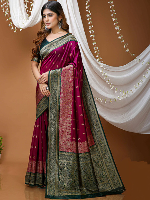 Anouk Paisley Zari Silk Blend Handloom Kanjeevaram Saree