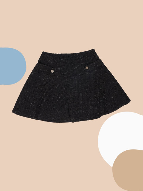Pantaloons Junior Girls Self Design Flared Mini Skirts