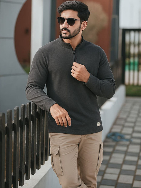 ARBOUR Men High Neck Slim Fit T-shirt