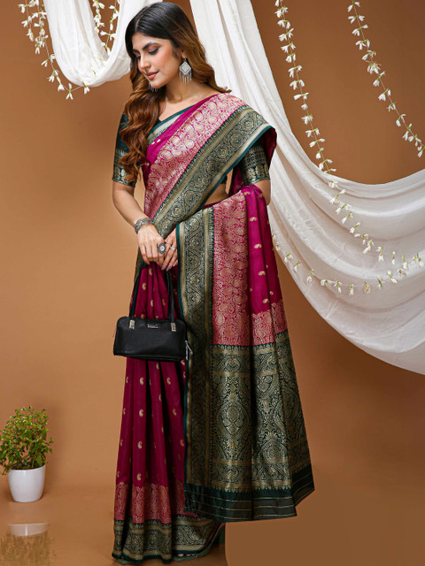 Anouk Paisley Zari Silk Blend Handloom Kanjeevaram Saree - Image 5