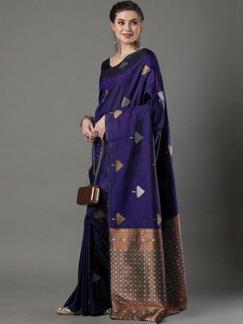 ALBIRA CREATION Zari Silk Blend Handloom Banarasi Saree