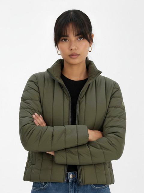 glitchez Mock Collar Relaxed Fit Puffer Jacket