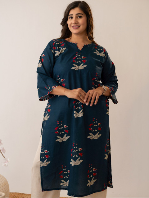 Glory Silk Women Floral Printed Keyhole Neck Indie Prints Kurta