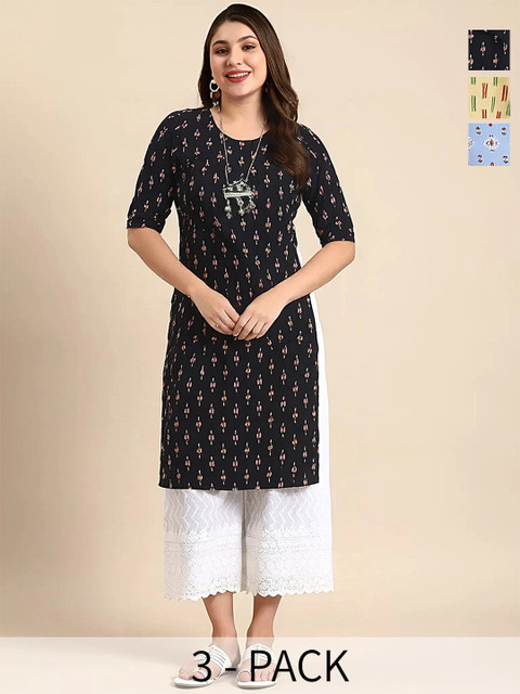 arangya Women Pack Of 3 Printed Crepe Kurta