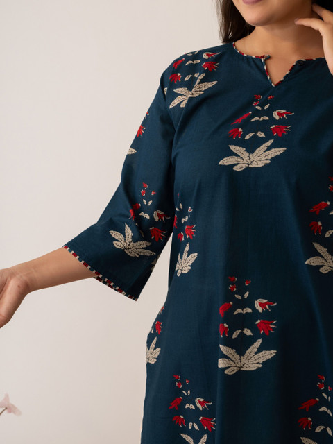 Glory Silk Women Floral Printed Keyhole Neck Indie Prints Kurta - Image 4