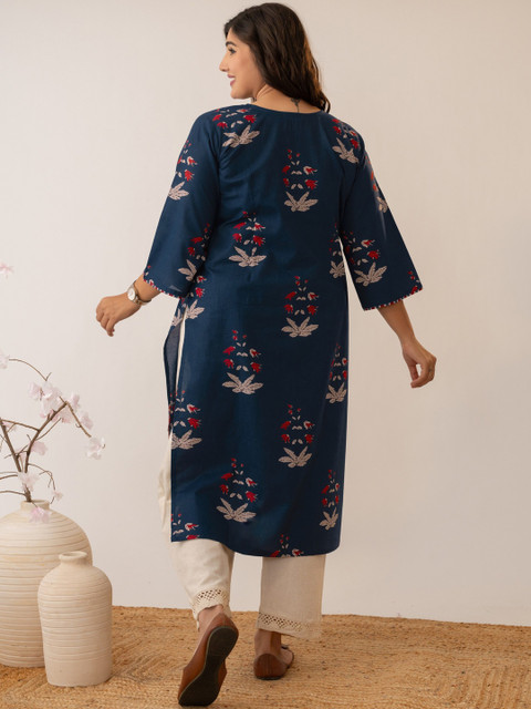 Glory Silk Women Floral Printed Keyhole Neck Indie Prints Kurta - Image 7