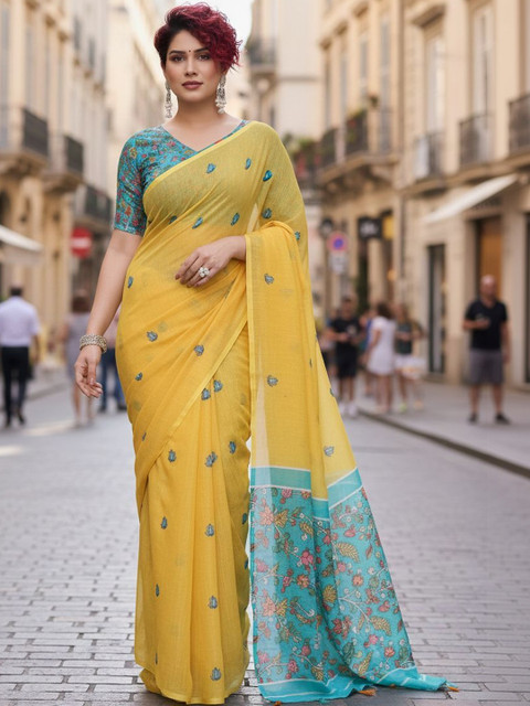 STYLE MODA Floral Embroidered Saree