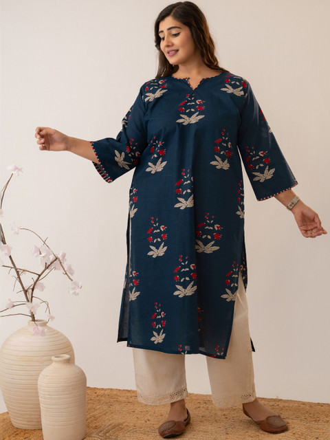 Glory Silk Women Floral Printed Keyhole Neck Indie Prints Kurta - Image 6