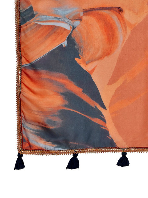 KALINI Printed Organza Dupatta with Tassles - Image 3