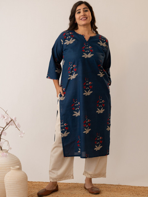 Glory Silk Women Floral Printed Keyhole Neck Indie Prints Kurta - Image 5