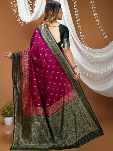 Anouk Paisley Zari Silk Blend Handloom Kanjeevaram Saree - Image 3
