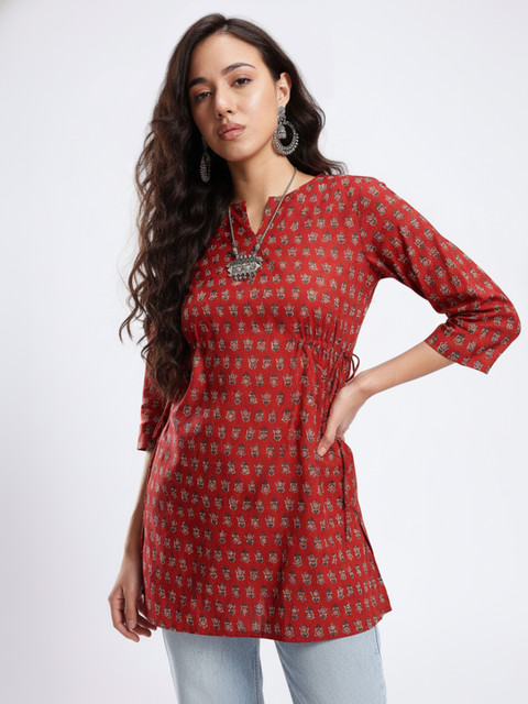 fusion by glitchez Floral Printed Pure Cotton Kurti