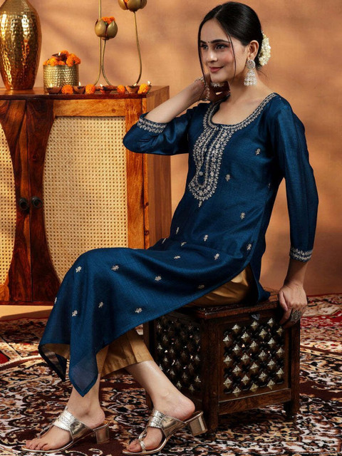 rarethread Women Embroidered Floral Kurta - Image 5