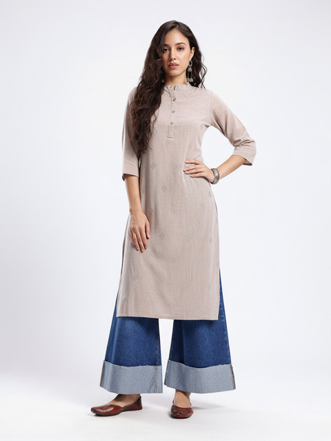 fusion by glitchez Embroidered Sequinned Floral Kurta