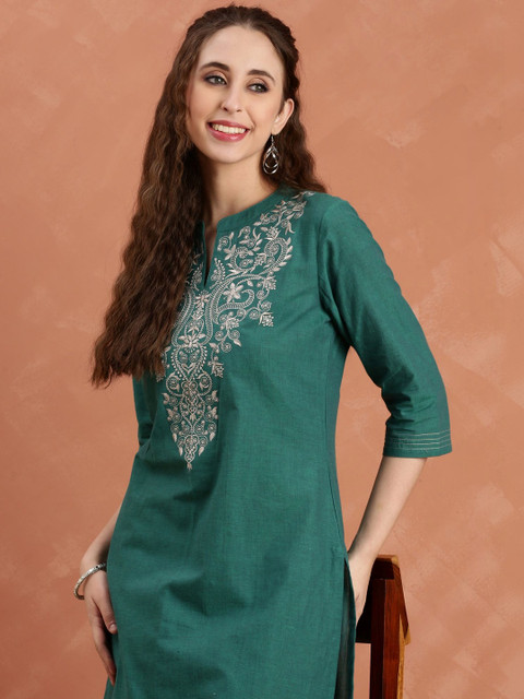 Anouk Women Ethnic Motifs Embroidered Thread Work Indie Prints Kurta