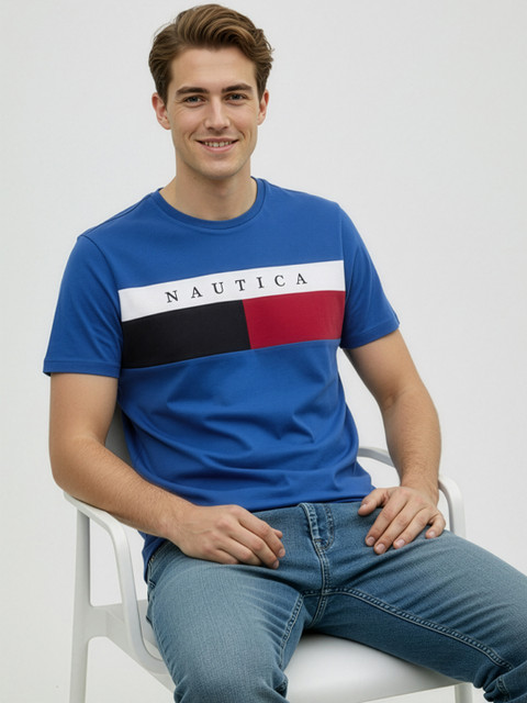 Nautica Brand Logo Striped T-shirt
