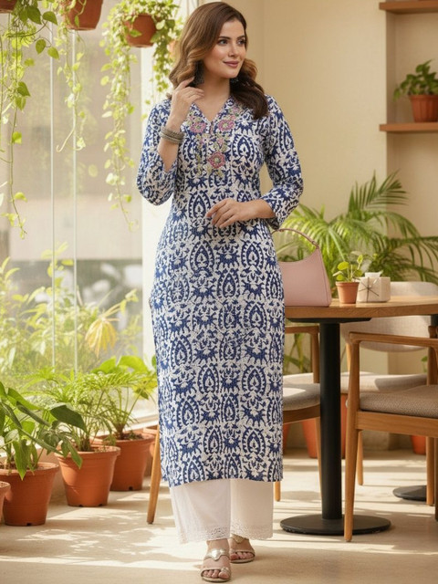 Pjyot by surhi Women Ethnic Motifs Printed Thread Work Indie Prints Kurta - Image 4