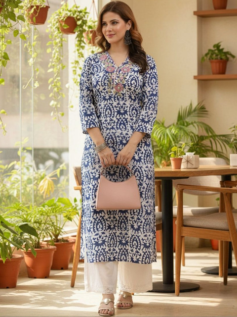 Pjyot by surhi Women Ethnic Motifs Printed Thread Work Indie Prints Kurta - Image 5