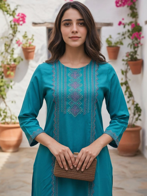 Rangita Women Ethnic Motifs Embroidered Thread Work Kurta