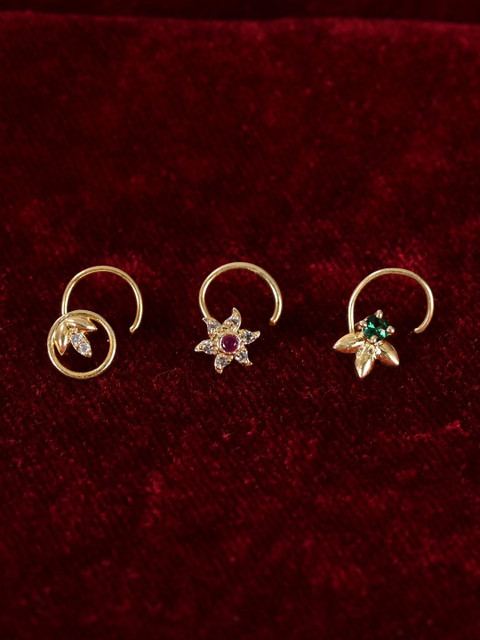 Tanusha Jewels Gold-Plated Zircon Stud Nosepin