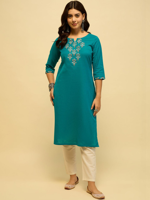 Anouk Women Ethnic Motifs Embroidered Thread Work Kurta