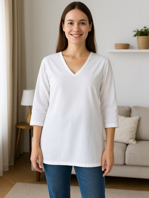 JAIPUR HAND BLOCK V-Neck Pure Cotton Kurti