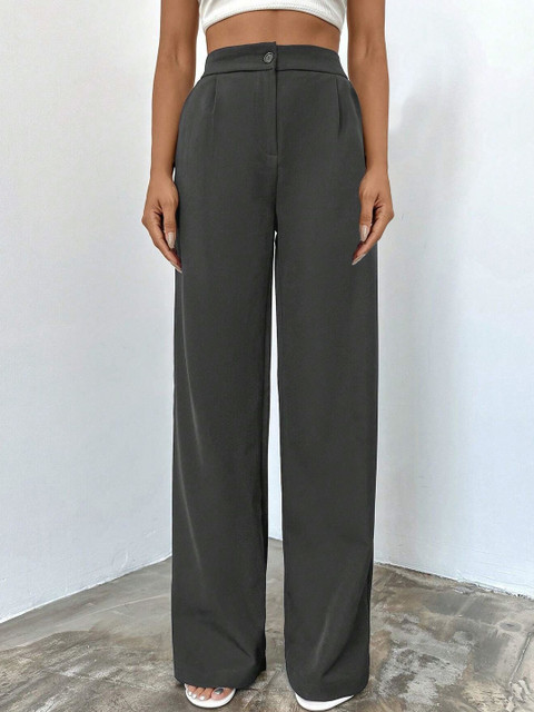 BAESD Women Relaxed Straight Leg High-Rise Non Iron Trousers