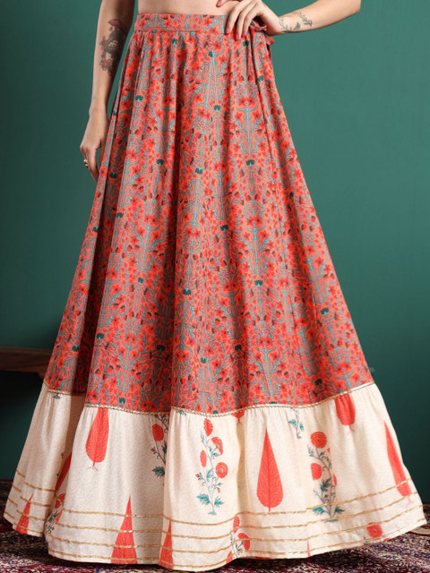 CHARMANT Printed Flared Maxi Skirts