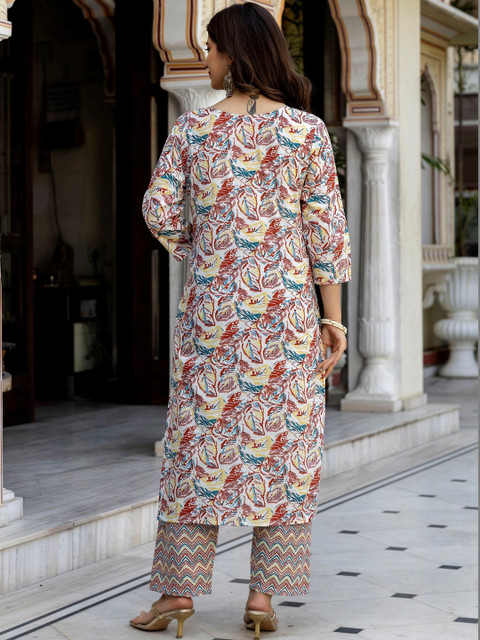Pjyot by surhi Women Floral Printed Mirror Work Indie Prints Kurta - Image 5