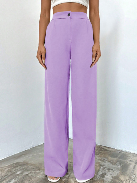 BAESD Women Relaxed Straight Leg High-Rise Non Iron Trousers