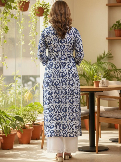 Pjyot by surhi Women Ethnic Motifs Printed Thread Work Indie Prints Kurta - Image 3