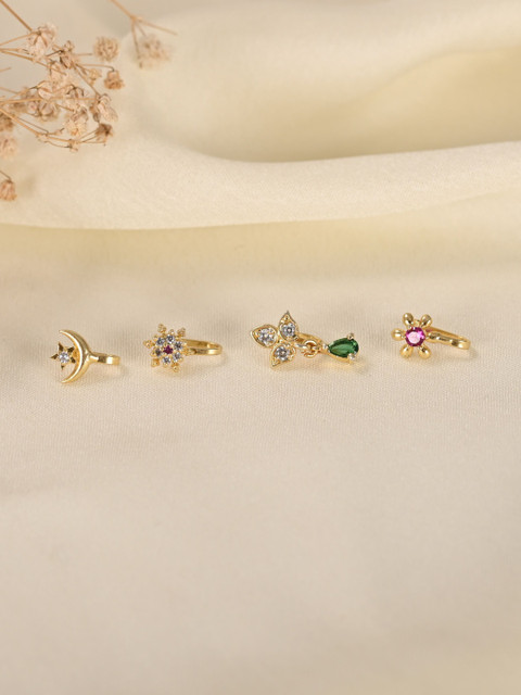 Tanusha Jewels Gold-Plated Zircon Stud Nosepin