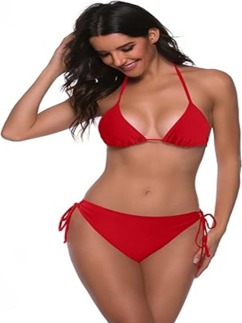 NIKKU FASHION Nylon Halter Neck Swim Bikini Set