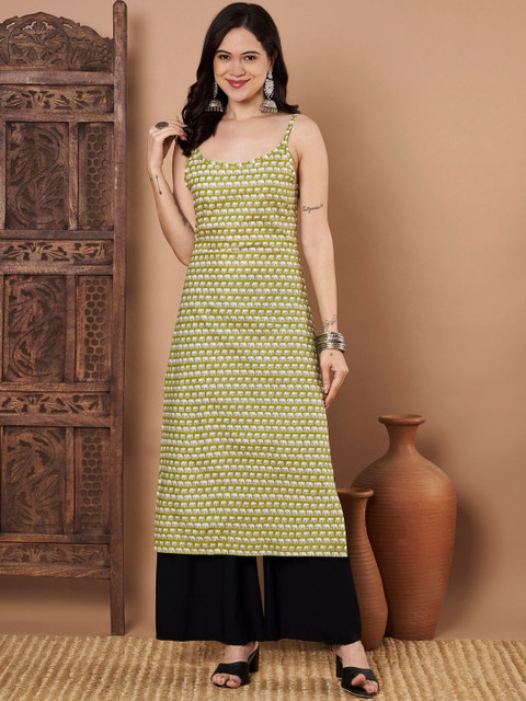 HERE&NOW Printed Pure Cotton Shoulder Strap Kurta