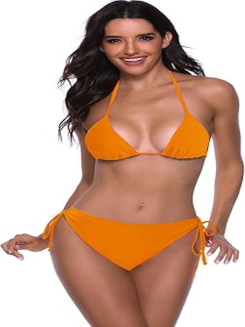 RECENT FASHION Halter Neck Stretchable Swim Bikini Set Swimwear