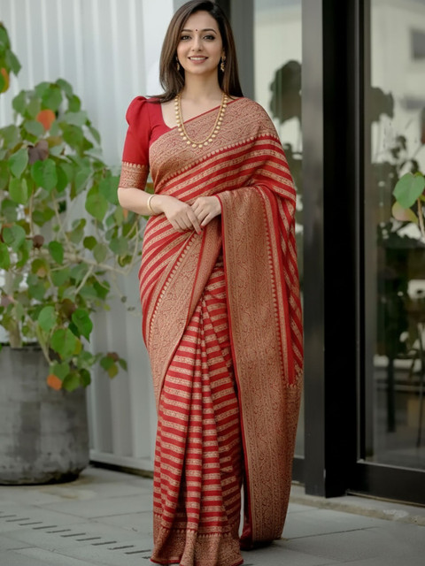 Moda Rapido Woven Design Zari Silk Blend Heavy Work Banarasi Saree