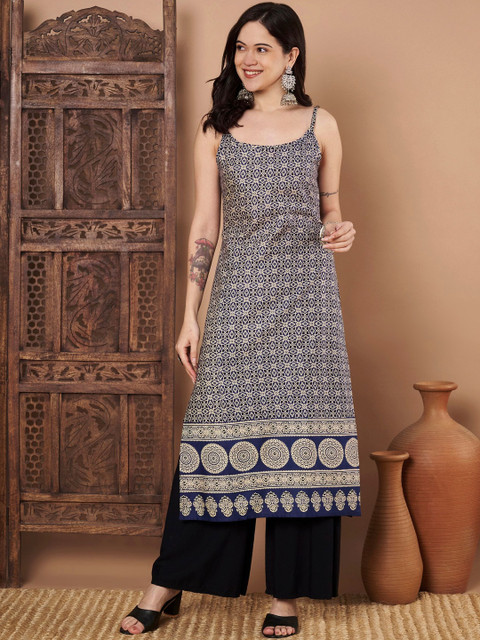 HERE&NOW Ethnic Motifs Printed Pure Cotton Kurti