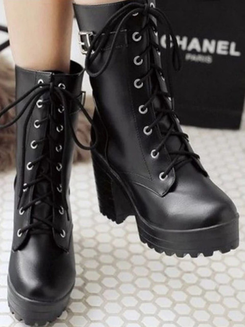 CHINRAAG Women Casual Block-Heeled Chunky Boots