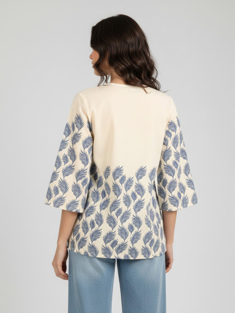 Anouk Rustic Floral Printed Flared Sleeves Straight Kurti - Image 3