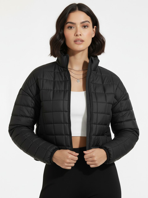 glitchez Mock Crop Oversized Puffer Jacket with Toggled Hem