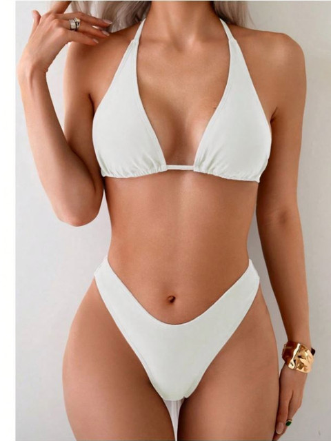 DENIMISIA Quick-Dry Halter Neck Swim Bikini Set