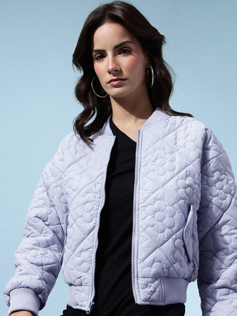 glitchez Floral Quilted Bomber Jacket