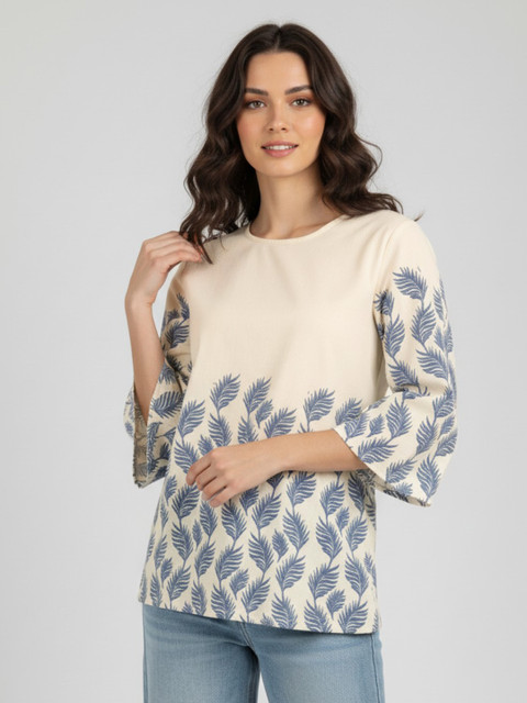 Anouk Rustic Floral Printed Flared Sleeves Straight Kurti