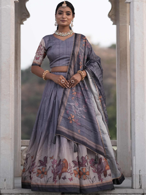 GROOTINN Printed Kalamkari Ready to Wear Lehenga & Blouse With Dupatta