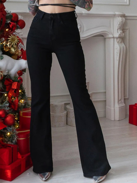 Aadvi Fashion Women Smart Flared High-Rise Jeans