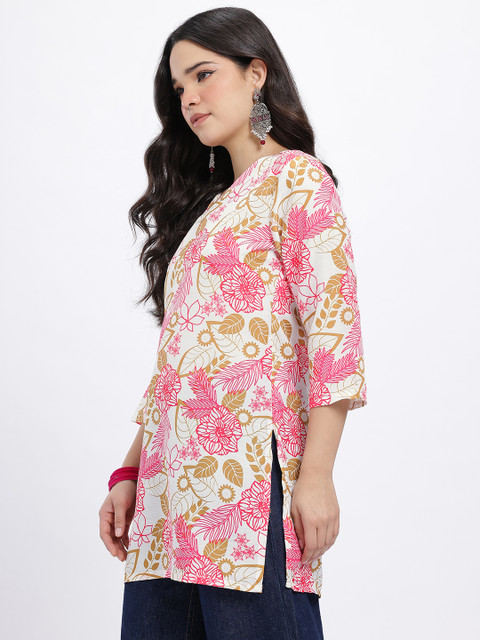 Anouk Rustic Floral Printed V-Neck Straight Kurti - Image 4