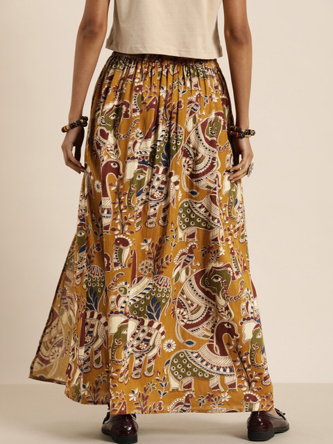 Taavi Ethnic Print Pure Cotton A-Line Maxi Skirt - Image 3