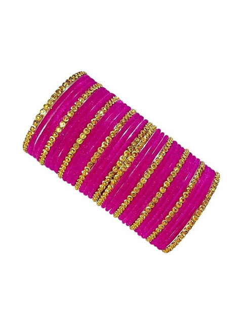 BEG FASHION Set Of 34 Beads-Studded & Velvet Bangles