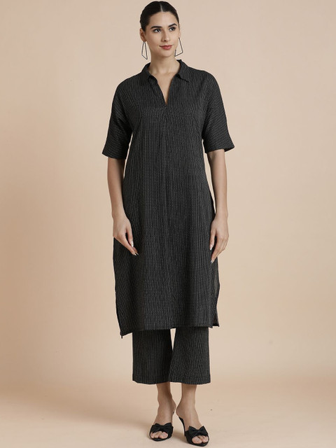 BLACK & BLAH BLAH Embroidered Kurta With Trousers