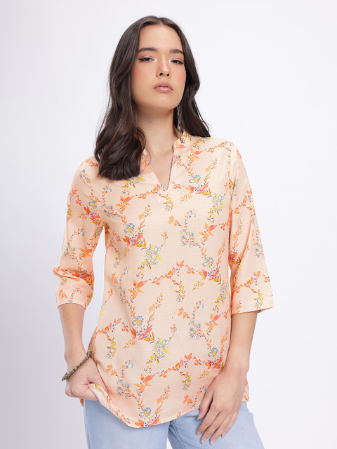 Anouk Rustic Mandarin Collar Floral Print Straight Kurti
